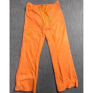 Spread Good Cheer Scrub Pants Womens Medium Orange Cargo Pockets Drawstring